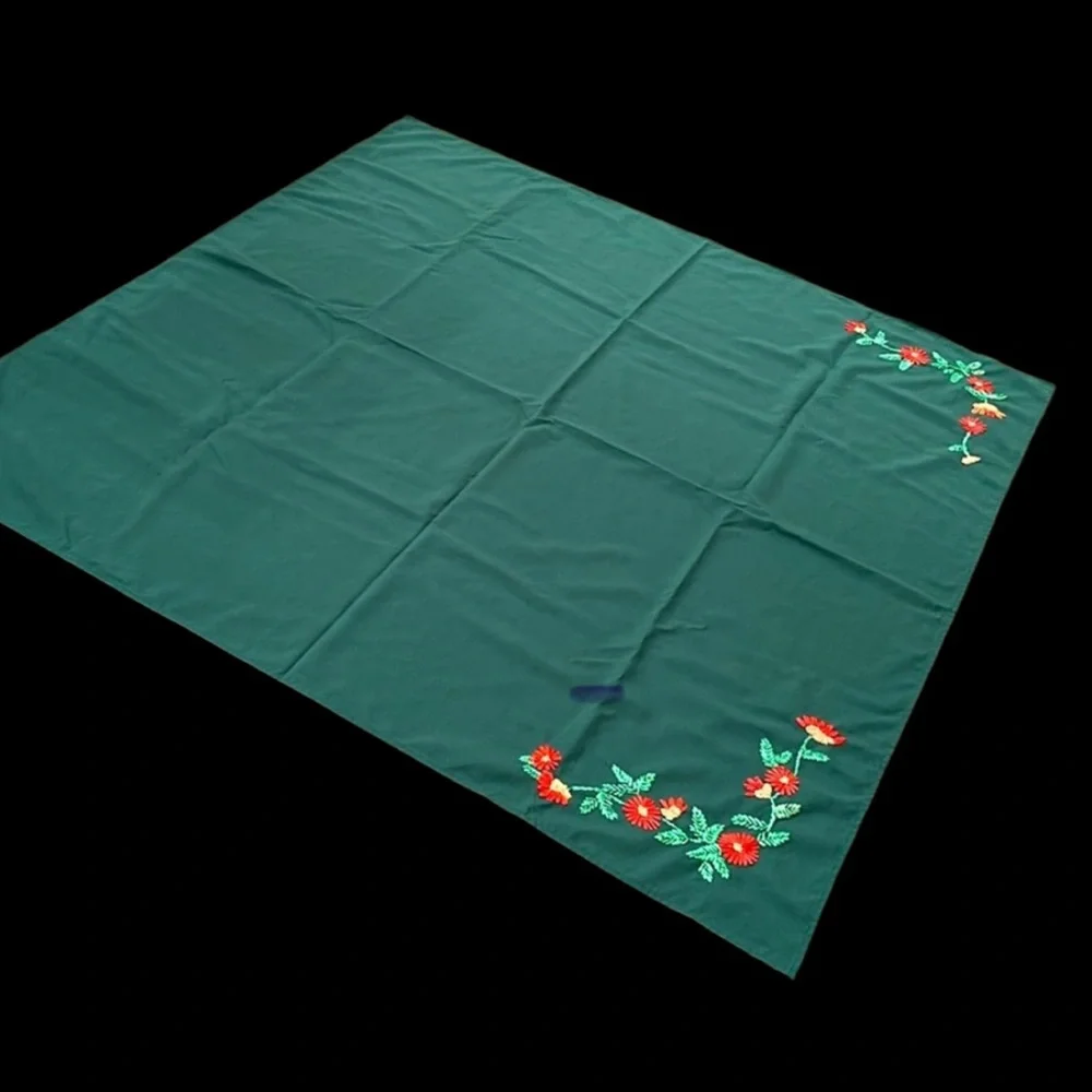 Vintage Tablecloth Embroidered Floral Robbon Design